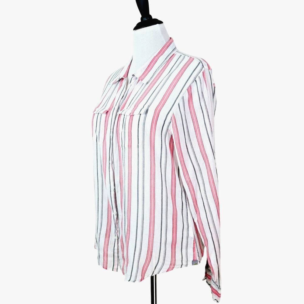 Horny Toad Women's XL Organic Cotton Shirt Button Down Pink Stripe
